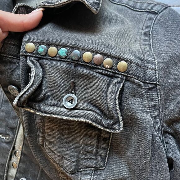 Vintage Y2K Free People Embellished Denim‎ Jacket - Picture 8 of 11